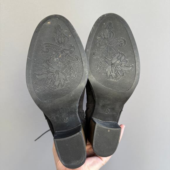 Bas. & Co. black leather ankle boots chunky heel - side zip back tie - size 40 - Picture 11 of 11